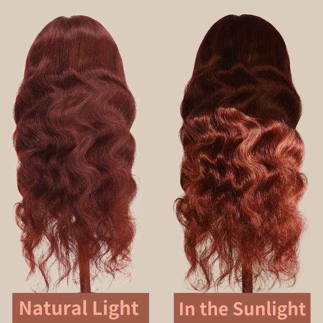 UNice Glueless Reddish Brown Body Wave Wig Byebye Slip Pre-cut 7x5 HD Lace Closure Human Hair Wigs with Bleached Knots Friendly for Beginner