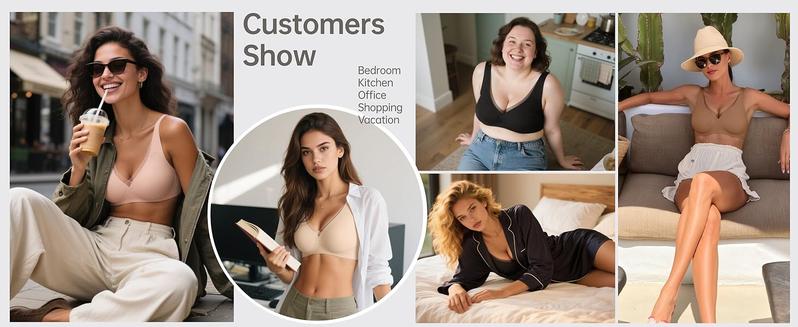 OEAK Deep V Mesh Wireless Bras for Women No Underwear Seamless Push Up Comfortable Tshirt Bralettes Everyday Bra