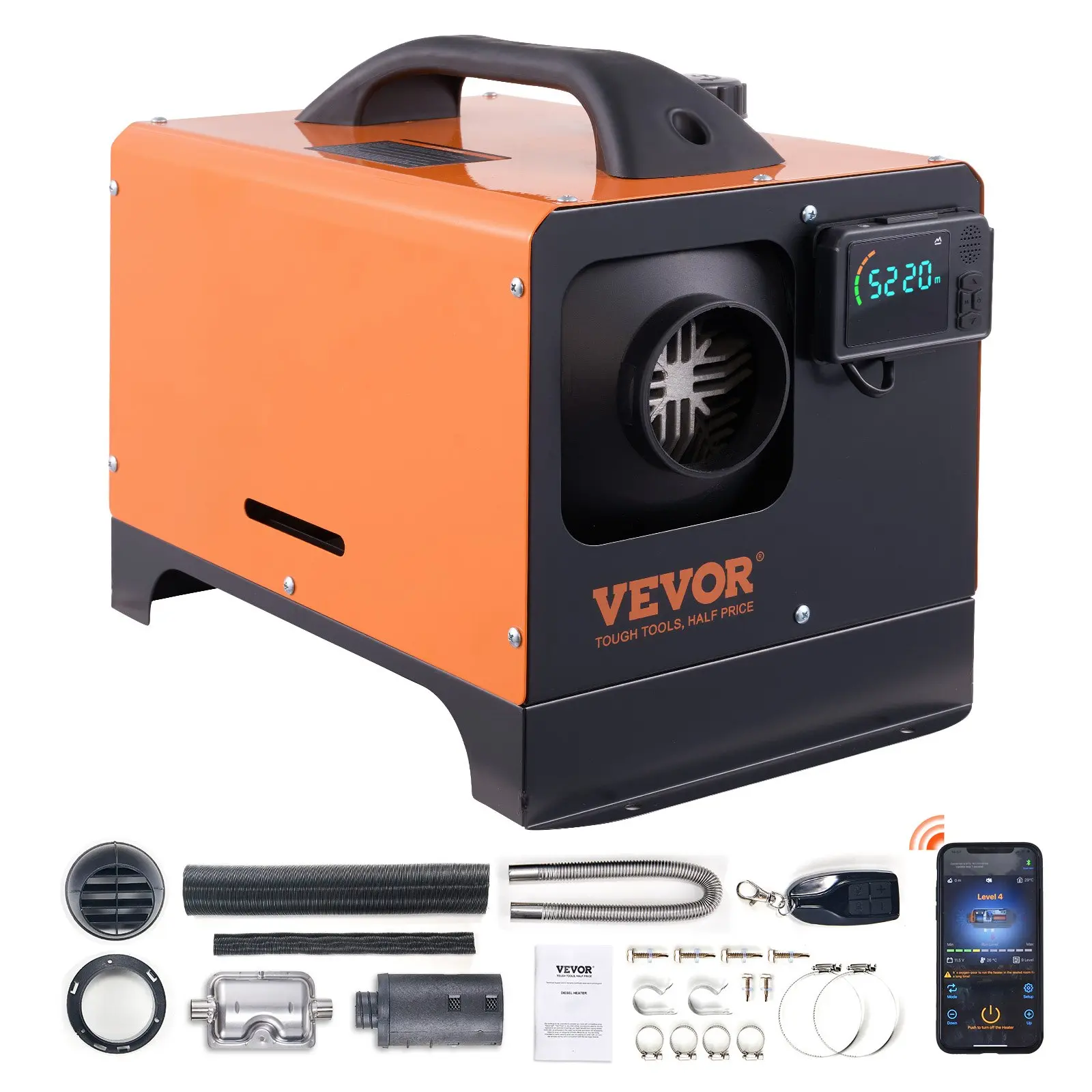 【summerfinds】VEVOR Diesel Air Heater All-in-one 12V 5KW Bluetooth App LCD for Car RV Indoors