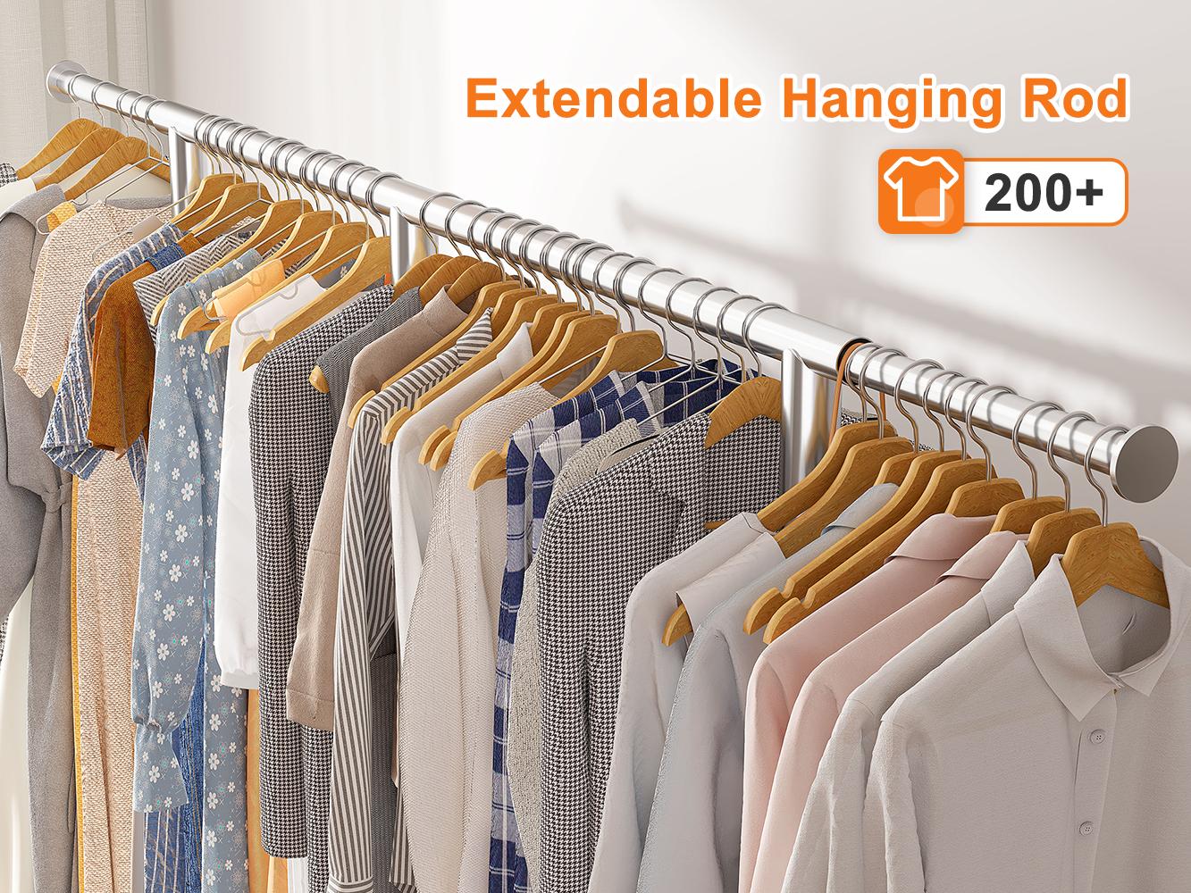 BePatio Heavy Duty Clothes Rack with Wheels Adjustable Portable Rolling Clothing Racks for Closet Bed Room Laundry Room Commercial Use Max Load 298 LBS Hang 150+ Clothes Metal Clothes Rack Rust-Off Resists Rust with Premium Coating Metal