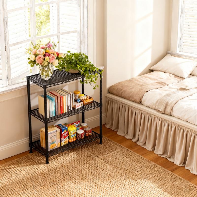 【Storage essentials】Raybee 5-Tier 71‘’H Garage Shelving,Adjustable Metal Wire Storage Shelves Units for Laundry,Kitchen,Pantry Organizer & Closet Rack,Bookshelves & Kitchen storage shelves,Space-saving shelves,Essential for homemakers and parents,Black