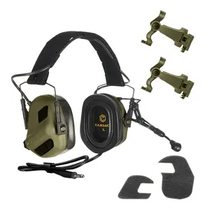 EARMOR M32X PLUS Ear Protection, Noise Cancelling Ear Muffs with MIC, U-174 Connector and ARC Rail Helmet Adapters, Electronic Hearing Protection for Hunting Green