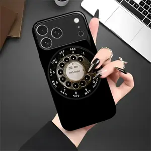 2026 Dial Tone Retro Black Glass Phone Case |     Rotary Phone Pattern |     Tempered Glass |   for iPhone 17 Pro Max Phone Case 17 Air 16 E 15 Plus 14 13 12 11, Samsung Galaxy S22 S23 FE S24 Plus S25 ULTRA FE Plus A54 53 52 36 35 34 33 Note 20 Ultra