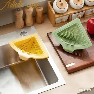 1-Pack Corner Sink Colanders - Triangular Kitchen Strainer Basket for Washing & Draining Veggies, Fruits, Rice, Assorted Colors, Space-Saving