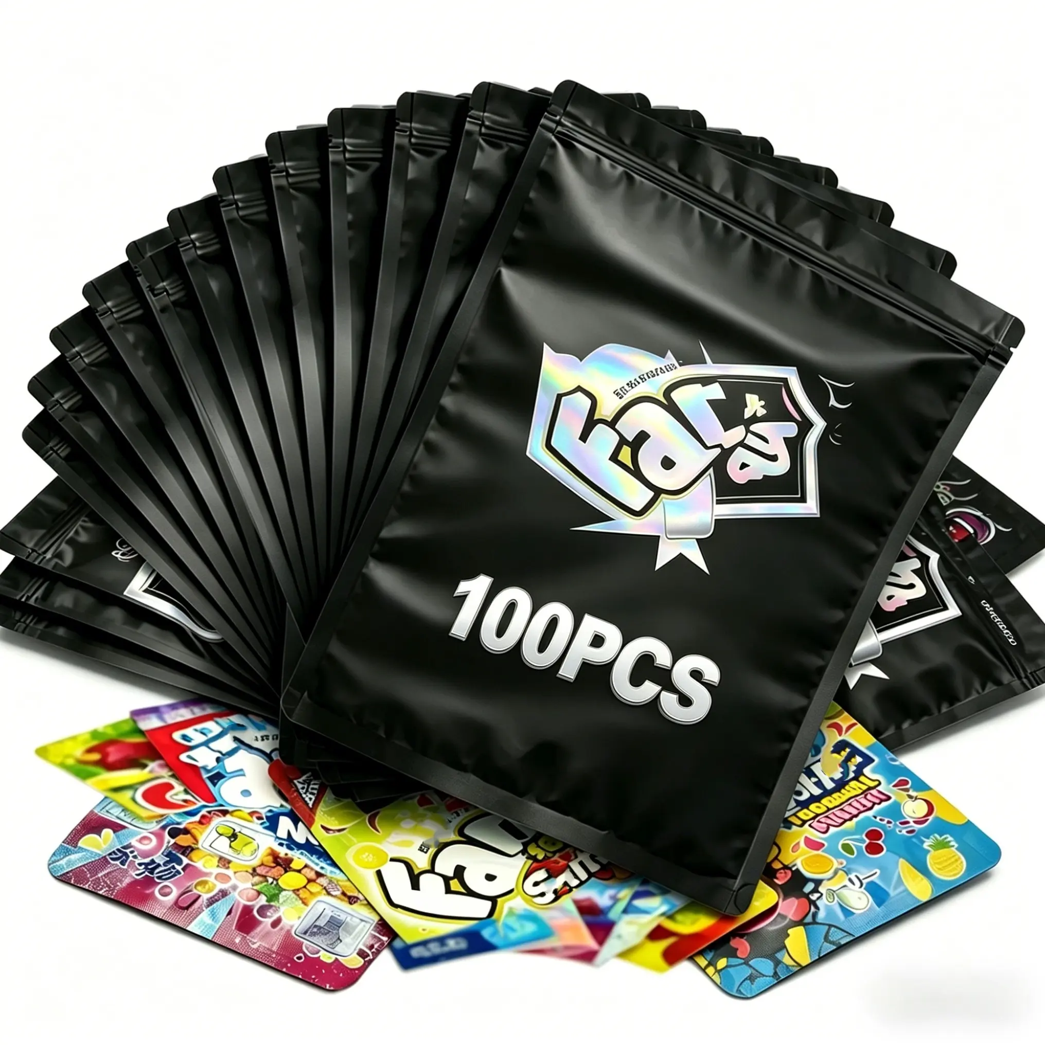 100-Pack 4"x5" Lightweight Decorative Resealable Zipper Small Bags Set - 10 Unique Mixed Prints, High-Gloss, Gift for Parties, Home Craft Storage, Travel Preserving Containers, Party Use