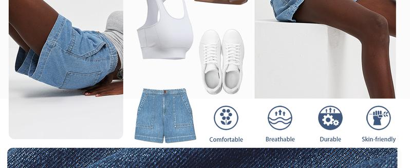 Imily Bela Women's Casual Jean Shorts High Waisted Denim Shorts Wide Leg Summer Shorts with Pockets