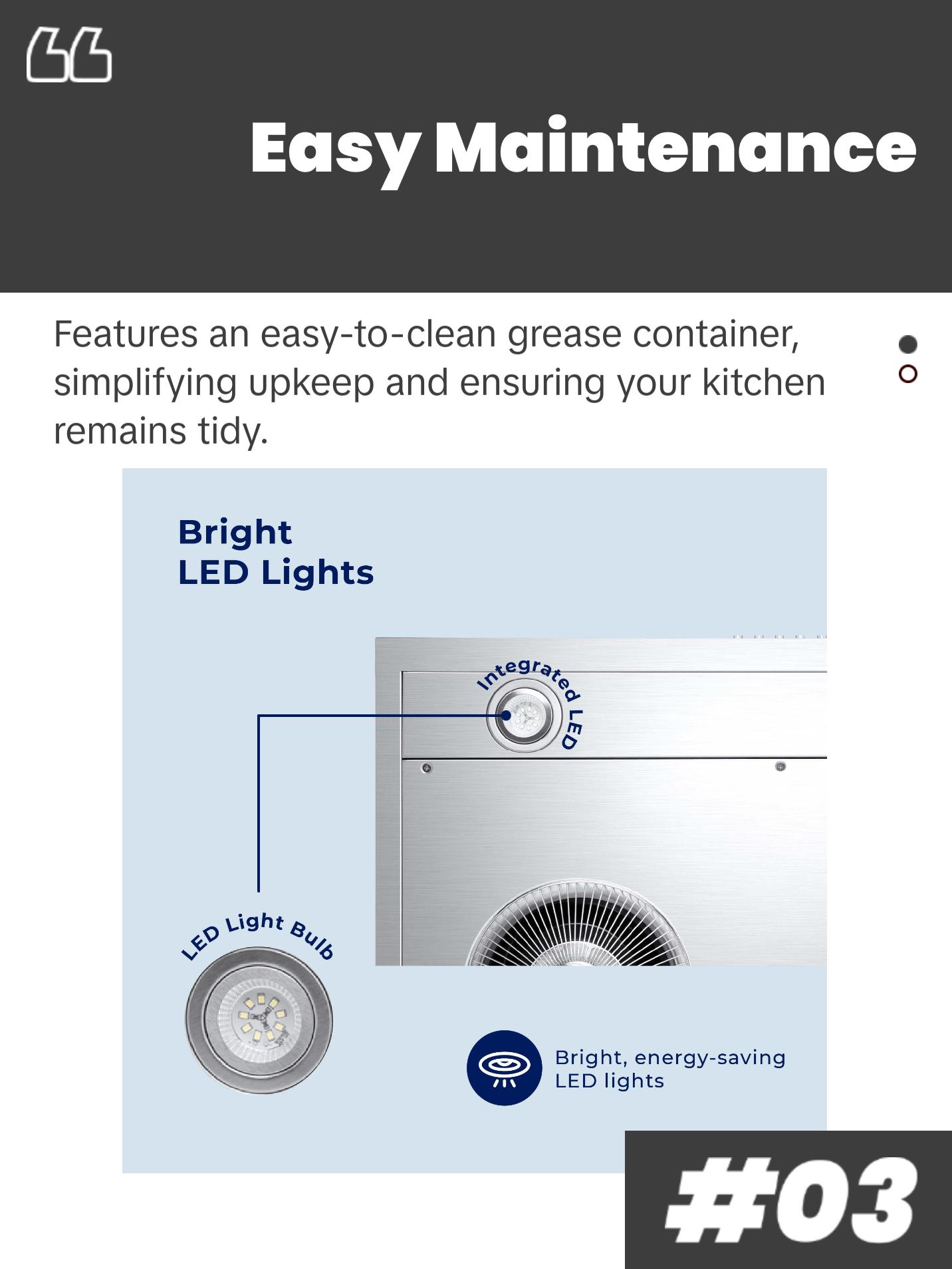 Hauslane | Chef Series Range Hood C100 30" Under Cabinet Kitchen Extractor | Stainless Steel Electric Stove Ventilator | 3 Speed Settings | Energy Efficient LED Lamps | Fits 6 Inch Round Ducts