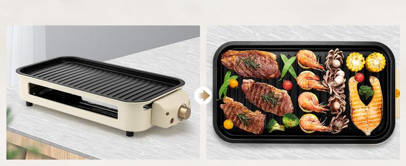 Pukomc Indoor smokeless griddle, removable plate for non-stick cooking, portable electric Korean BBQ grill with temperature control, dishwasher safe