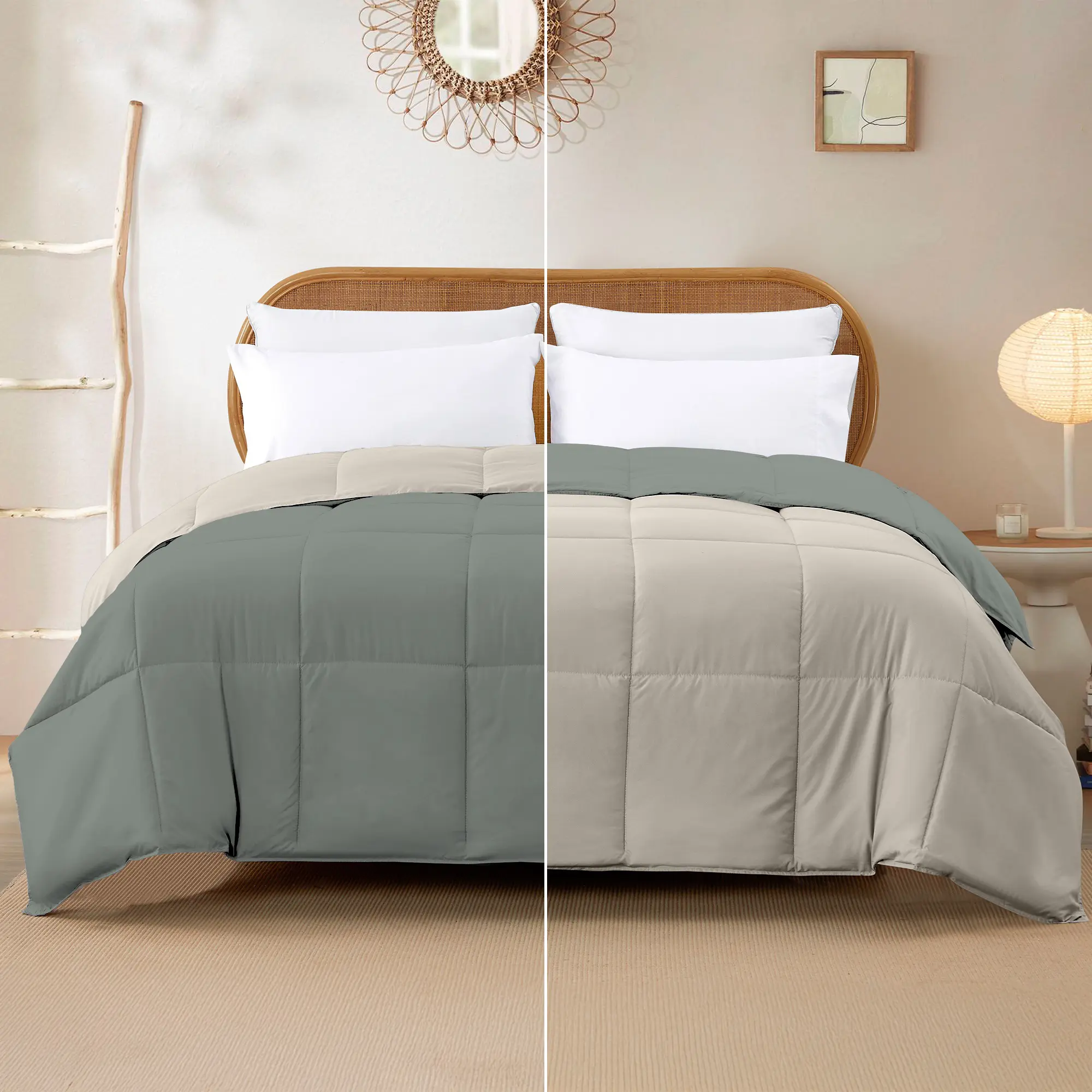 Modern Threads Reversible Down Alternative Comforter Dusty Sage & Almond Twin