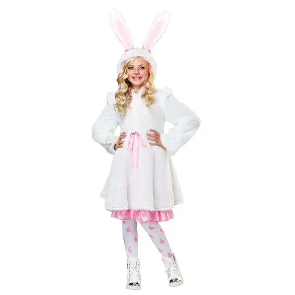 Girl's Fuzzy White Rabbit Costume
