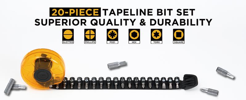 toolant 20 Pcs Screwdriver Bits Set, Hex, Torx, Square, Slotted, Phillips, Pozi Bits Set, CV-R Steel, Tapeline Bits Holder, Easy Carry, Perfect Gift
