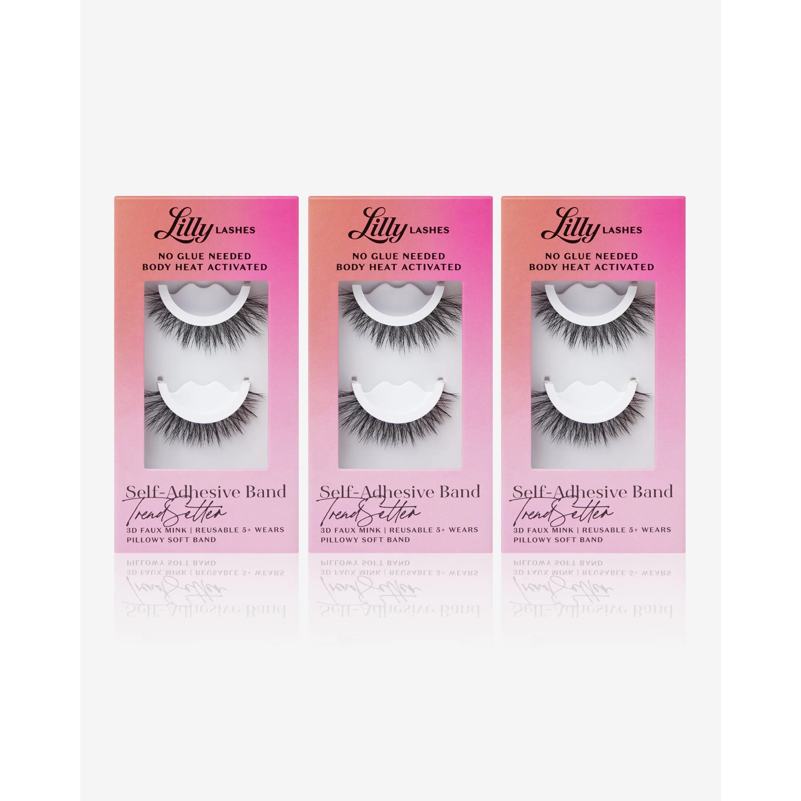 Self-Adhesive Eyelashes 3-Pack | Lilly Lashes 3D Faux Mink | No Glue Needed, Body Heat Activated Self-Adhesive Eyelashes 3-Pack | Lilly Lashes 3D Faux Mink | No Glue Needed, Body Heat Activated