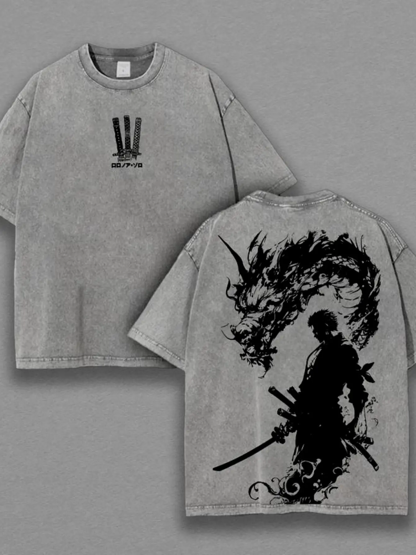 Animation manga washed heavy cotton men's T-shirts, gifts for animation fans and animation lovers, fantasy style retro Japanese animation T-shirts, cool fashion manga T-shirts, casual otaku fashion, street clothing, avant-garde Y2K style