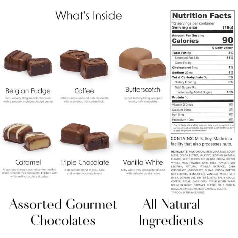 Valentine’s Day Luxury Milk Chocolate Truffles Gift Box, 12-Piece Assorted Belgian-Style Chocolates, Gift For Her Or Him, Box Of Chocolates For Date Night Desserts, Birthdays And Anniversaries