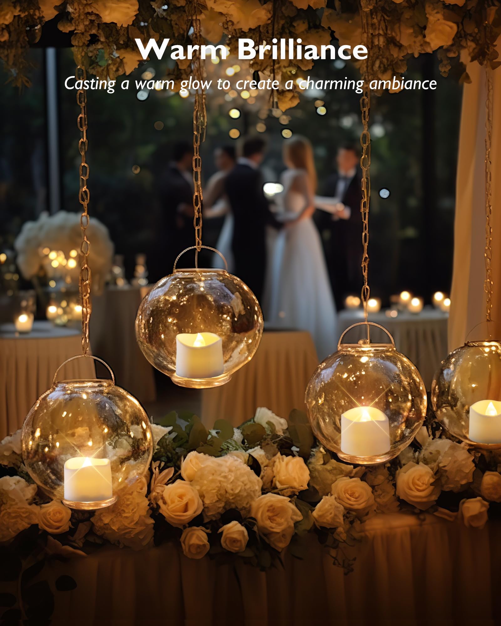 24-Pack / 48-Pack Novelty Flickering Flameless Tea Lights Candles, 200+Hours Battery-Operated LED Fake Candles for Wedding Table Centerpieces,Proposal,Anniversary, White Base, Ø1.5'' × H1.3''