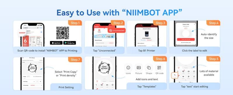 NIIMBOT B1Label Maker Machine with Tape, 2 inch sticker printer，Easy to Use for Office, Home, Business, 2 Inch Label Maker with 2'' x1.18'' Labels-230pcs/Roll