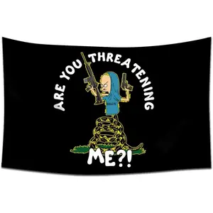 Decor Art Funny Flag Outdoor Are you threatening me Tapestry 60x40inch Beavis and Butthead banner funny (black) Tapestry