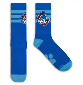Slush Puppie Cartoon Dog Mascot Logo Crew Socks - Blue/Red/White
