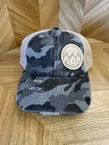 Camo Leather Patch Hat – Laser Engraved Outdoors minimalist style Cap