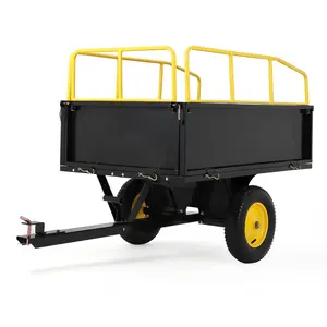 Garvee Heavy Duty Lawn Mower Trailer and Utility Garden Cart, 750 Lb Capacity, 17 Cu.Ft Steel Dump Cart with Removable Sides, Tow Behind ATV, UTV, and Lawn Tractor Utility Trailer