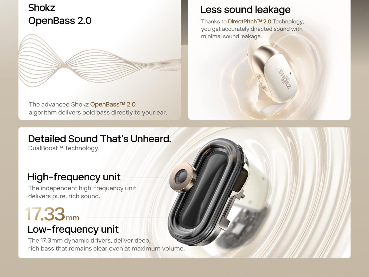 SHOKZ OpenFit 2 Open-Ear Headphones with True Wireless Bluetooth, Microphone, 48 Hours of Playtime, Fast Charging, IP55 Water-Resistant SHOKZ OpenFit 2 Open-Ear Headphones with True Wireless Bluetooth, Microphone, 48 Hours of Playtime, Fast Charging, IP55 Water-Resistant