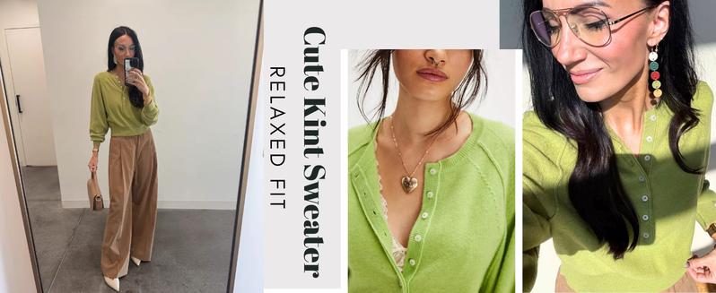 YeeZaa Henley Sweater for Women Button Front Pullover 2025 TikTokShopHolidayHaul Christmas Casual Long Sleeve Neck Knitwear Solid Cropped Sweater Soft Fabric Elegant Comfort Everyday Style