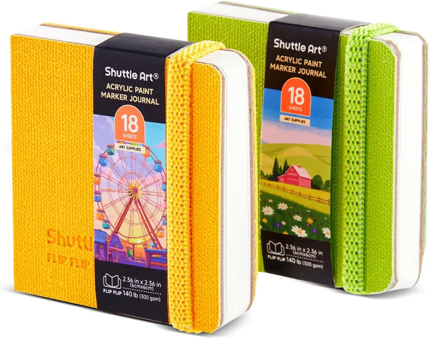 Shuttle Art Small Sketchbook - 2.36x2.36 in, 140 lb (300 GSM) Paper Watercolor Journal, 18 Sheets, Compatible with FlipFunAlong for Acrylic Paint Marker, Journaling Supplies for Doodle Art