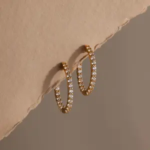 Inside Out Diamond Hoops by Caitlyn Minimalist - Large Crystal Hoop Earrings in Gold & Silver - Bridal Statement Earrings - Elegant Diamond Jewelry - Gift for Wife