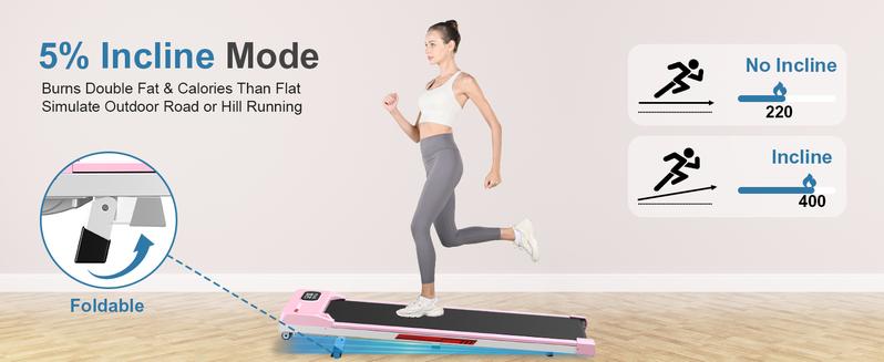 Walking Pad with 5% incline, 0.6-5Mph, Under Desk Treadmill Portable for Office & Home, Wide Running Belt, Remote Control, LED Display, 300 Lb Capacity Walking Pad with 5% incline, 0.6-5Mph, Under Desk Treadmill Portable for Office & Home, Wide Running Belt, Remote Control, LED Display, 300 Lb Capacity