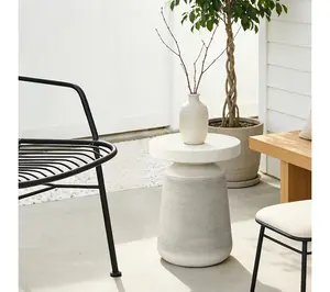 LuxenHome Textured Faux Stone w/ Rope-Look BasePatio Table