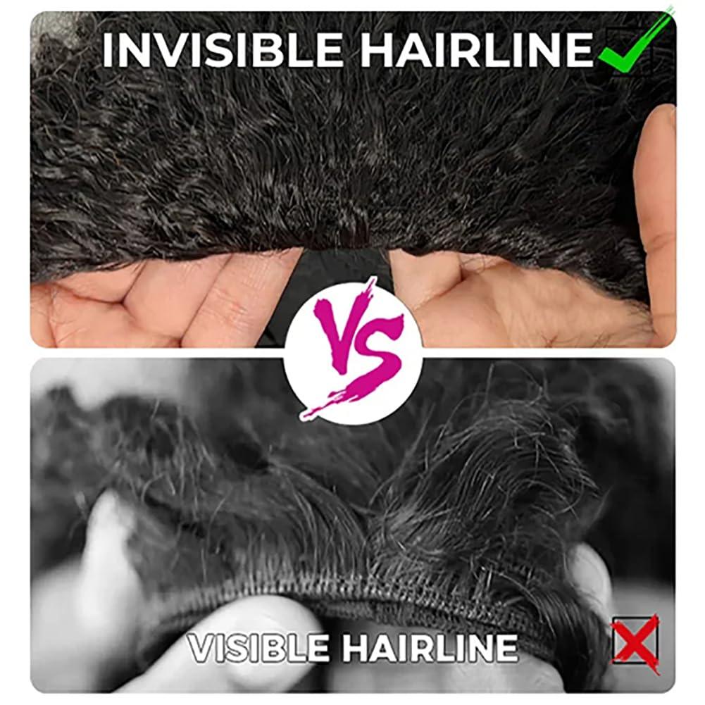 [3 IN 1 ] Deep Wave Half Human Hair Wig With Elastic Drawstring Brazilian Wear And Go Deep Wave Half Wigs  Seamless Flip Over With Adjustable For Women 180Density