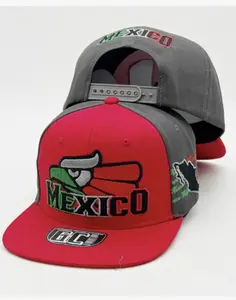 Mexico Eagle Snapback Hat – Red & Charcoal Flat Bill Cap | Embroidered Mexico Flag Streetwear Hat