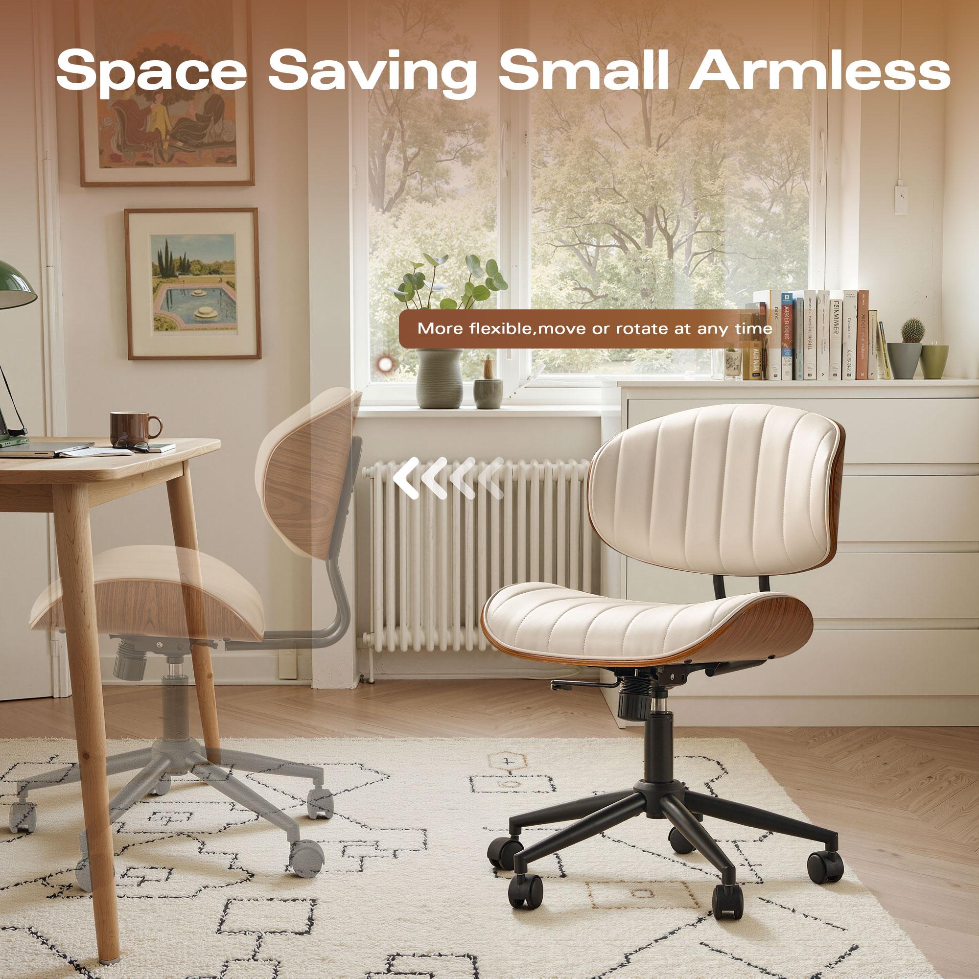 【Stock Up Sale】Ovios Wide Curved Seat&Back Armless Home Office Chair, Adjustable-Height Desk Chair, 360° Swivel&Tilting Function, PU Fabric Stylish Walnut Task Make Up Chair for Meeing Room,Dining Room 【Stock Up Sale】Ovios Wide Curved Seat&Back Armless Home Office Chair, Adjustable-Height Desk Chair, 360° Swivel&Tilting Function, PU Fabric Stylish Walnut Task Make Up Chair for Meeing Room,Dining Room