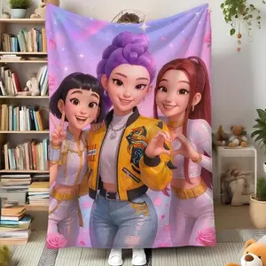 K-Pop Devil Hunter Dream Blanket, Soft and Warm, Suitable for Fans, Women, Girls, and Children.A Cozy Nap Blanket, Perfect for Everyday Wear and Relaxation.An Ideal Choice for Living Room Sofas,and A Great Christmas Gift.A Devil Hunter Fan Blanket.