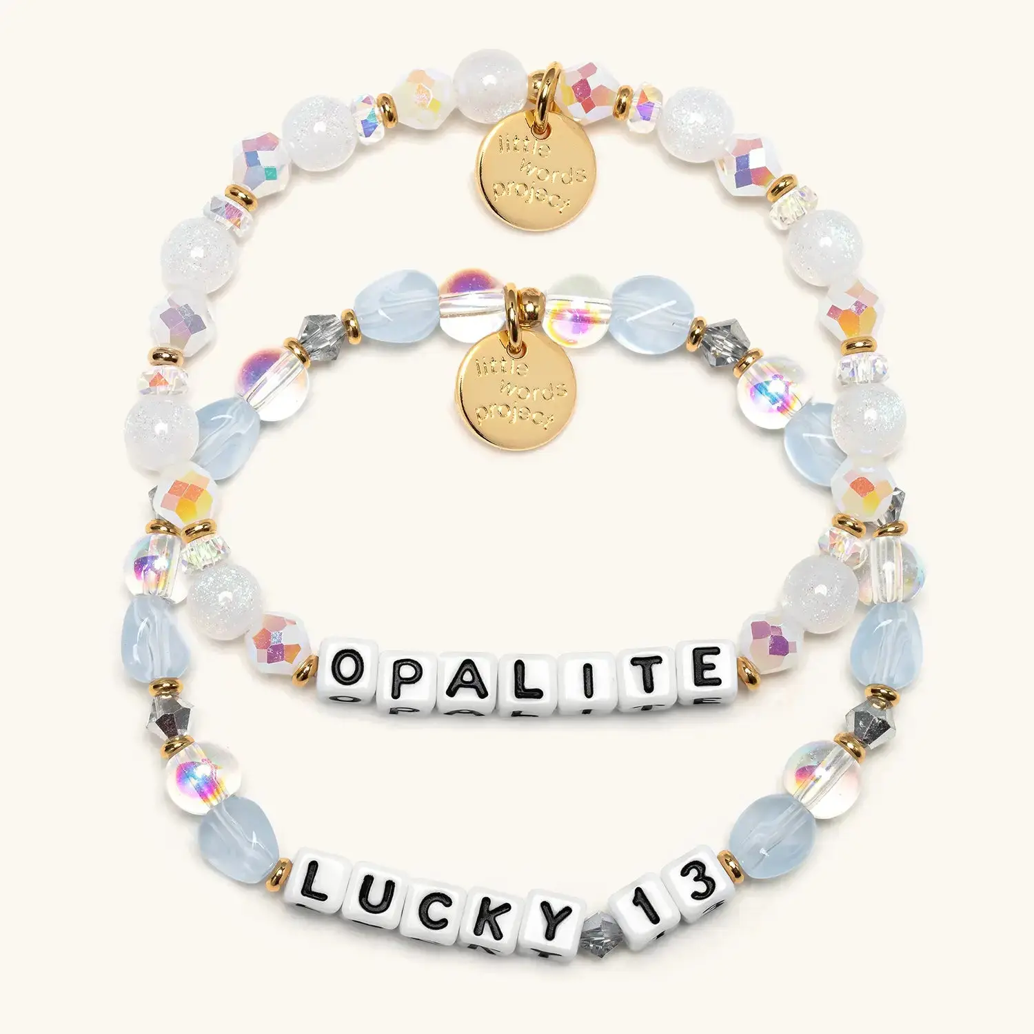Female Something Blue Opalite Glass Bead Kit - Little Words Project 13 Text Beaded Bracelets, Trackable Kindness ID, DIY Women's Jewelry Making Supplies, Wedding Use, Choking Hazard Small Parts, DIY Your Set, No Excess Components