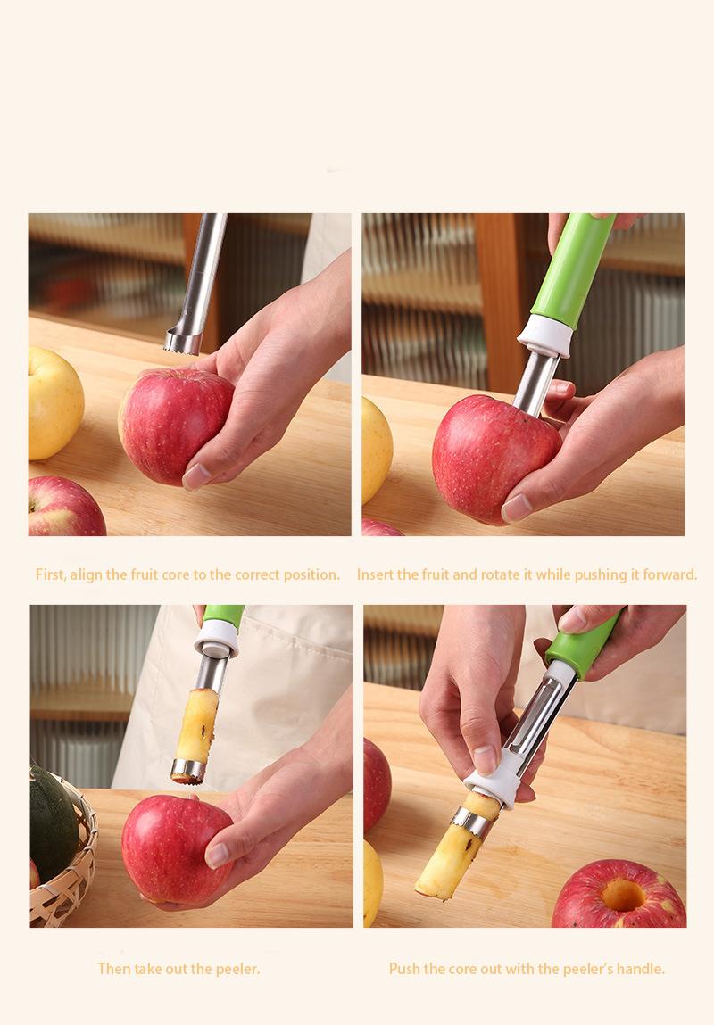 Kitchen Essential: 2-in-1 Stainless Steel Corer Peeler with Telescopic Grip | Works for Apples, Pears, Potatoes & More