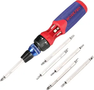 12-in-1 Ratcheting Multi-Bit Screwdriver Set, Quick-load Mechanism Screwdriver with Double End Bits in Handle