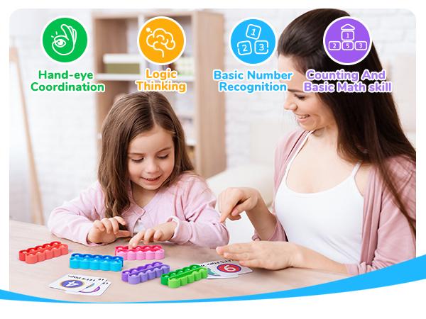 JoyCat Ten-Frame Math Learning Tools for Elementary, 10 Frames and 20 Task Cards, Durable Math Counting Games, Preschool Classroom Learning Activities