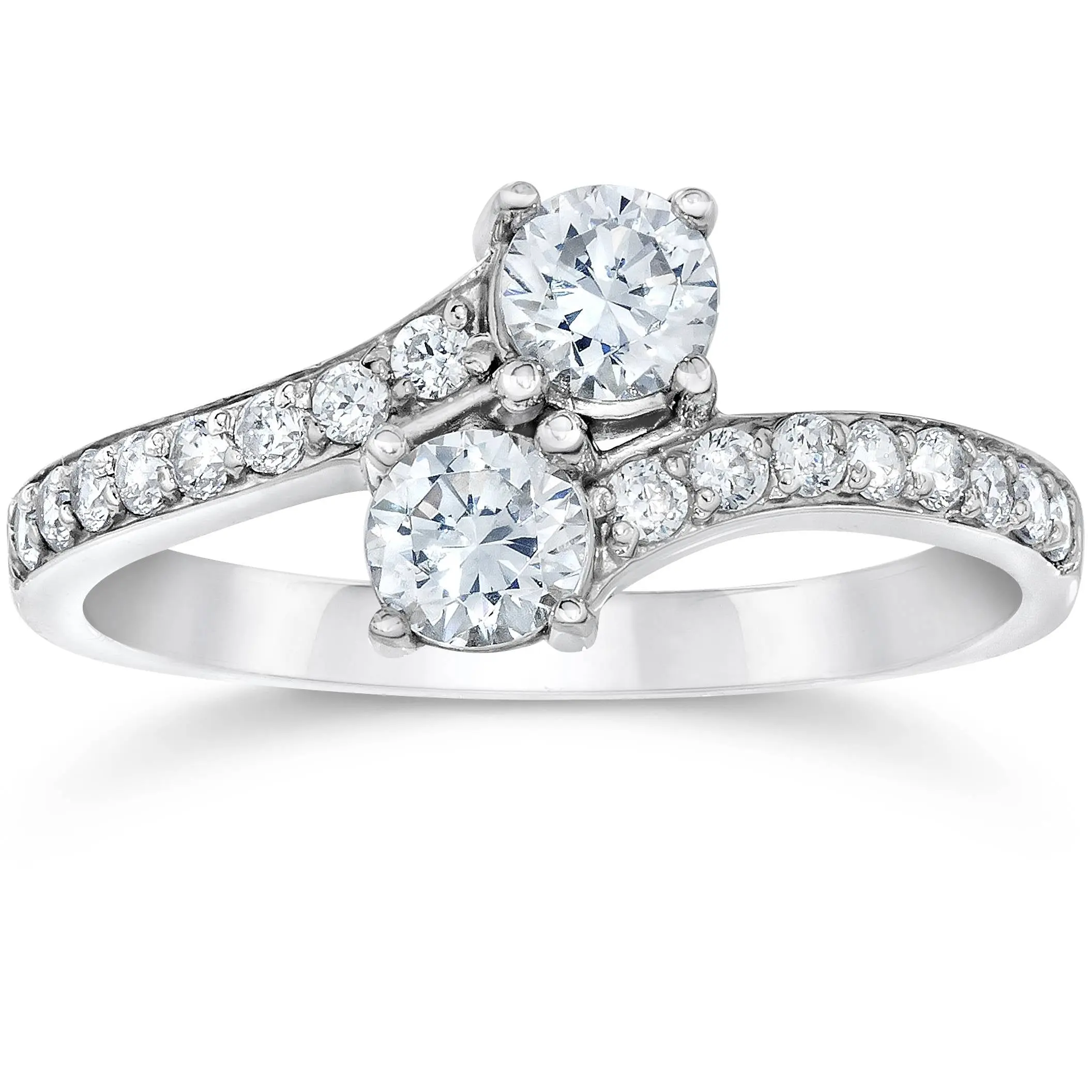 1 Carat Forever Us Diamond Two Stone Engagement Ring 10K White Gold