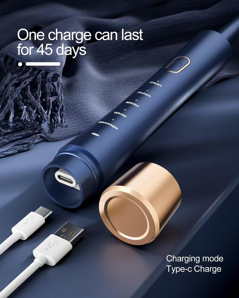 Sonic Whitening Toothbrush , 3 Brush Heads, Wireless Charging, Lightweight, Waterproof, Rechargeable Electric