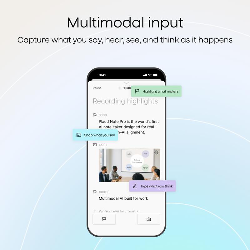 Plaud NotePin Voice Recorder,AI Voice Recorder, App Control, AI Notetaker, AI Transcribe & Summarize Support 112 Languages, 64GB Memory, Audio Recorder for Lectures, Meetings