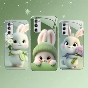 Cute Bunny Phone Case – Easter Spring Green Rabbit Design Cover for Galaxy S20 FE — 975