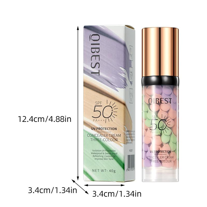 3-in-1 Color Correcting Facial Serum Moisturizing Primer SPF 50 PA++ Brightening Oil Control Refreshing Purple Pink Green Tones Boost Radiance Fast