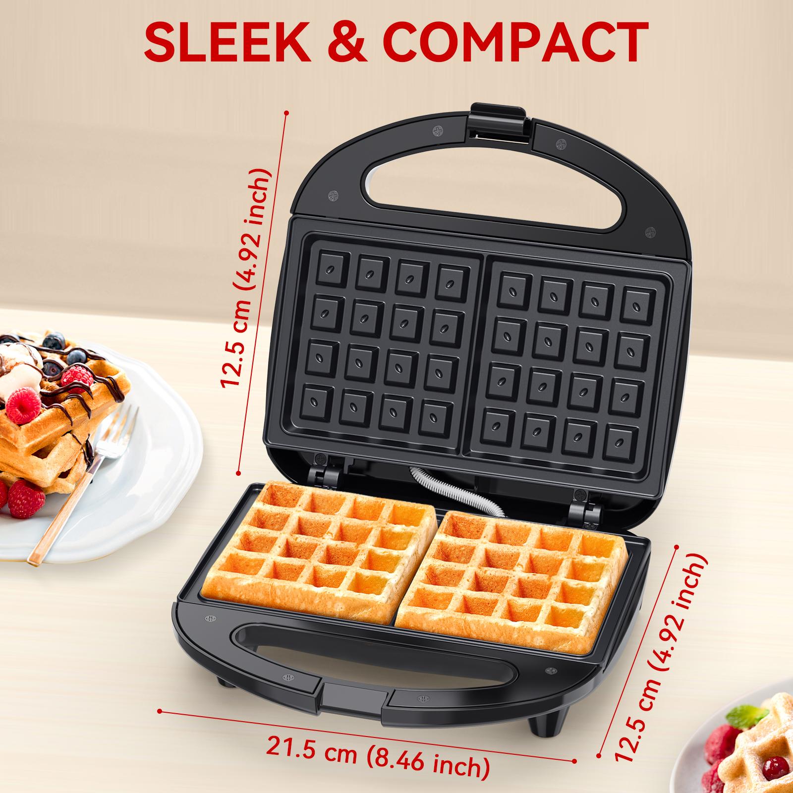 Double waffle maker, Electric Non-Stick Belgian Waffle Maker Iron, easy-cleaning, Breakfast, Sandwiches, Snacks, Burgers and more, 2-Slice, Black