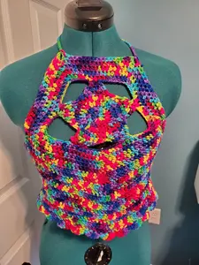 Crocheted Rainbow Halter Top