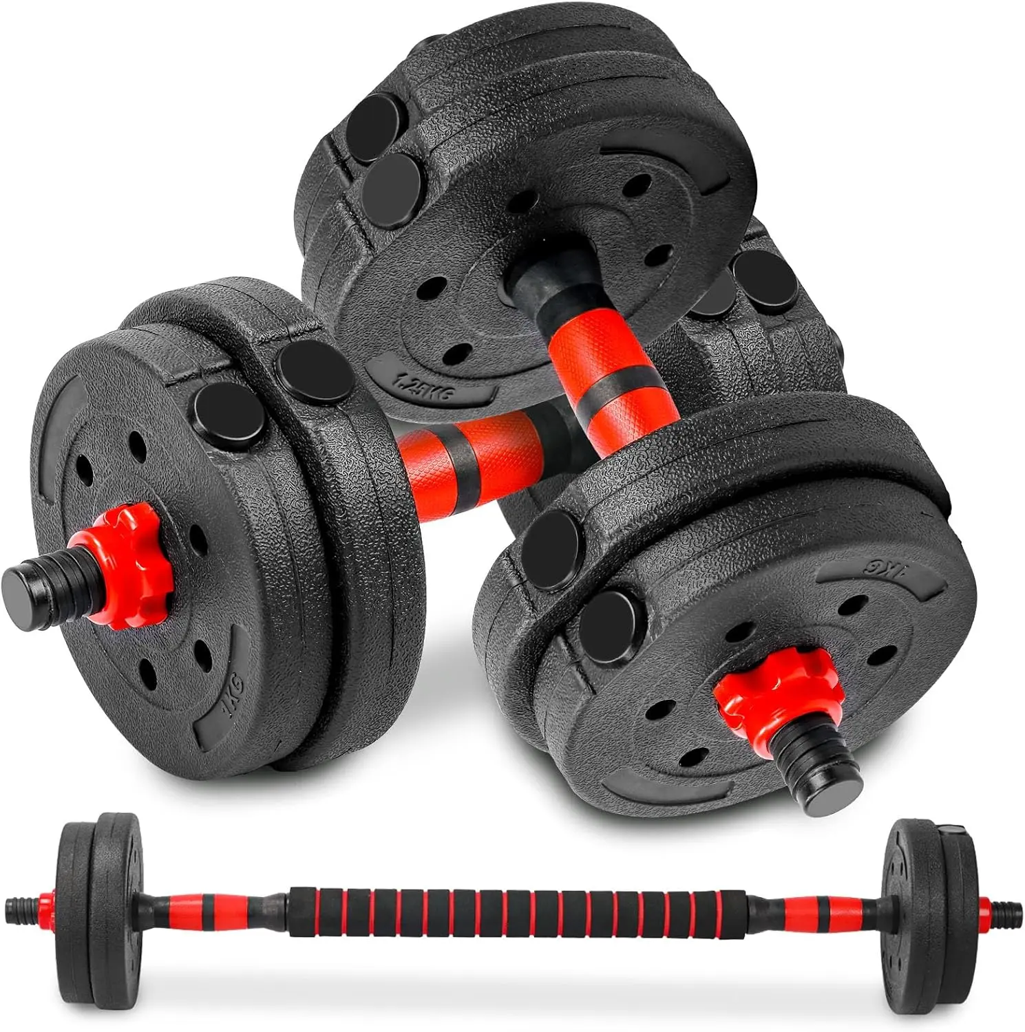 22LBS Adjustable Weights Dumbbells Set, Free Weights with Connector, Convertible Dumbbell Barbell Push-up Stand Set, 3 in 1 Home Gym Fitness Weight Set for Men and Women