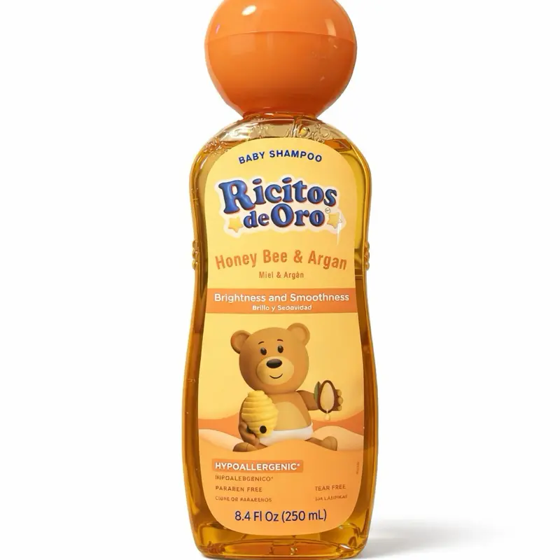 Ricitos de Oro Honey Bee & Argan  Shampoo with Natural Extract Gentle Cleansing for All Hair Types No Harsh Chemicals 8.4Floz