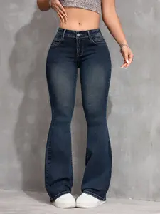 ICON Plus Size Retro Flare Jeans – Elastic Fitted Cowgirl Rodeo Denim Pants