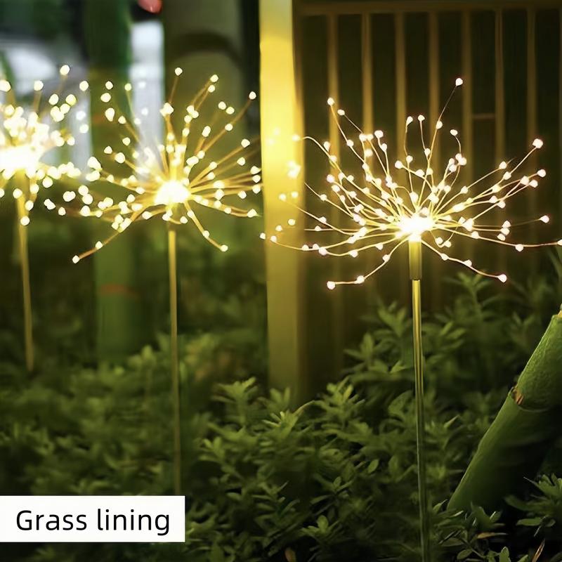 2/4/6pcs Solar Powered 120LED Pole Fireworks Lights, Outdoor Waterproof Garden Lights, 8 Lighting Modes, Patio, Balcony B&B Scenario Camping Party Decoration, Carnival Outdoor Summer Ambient Lights