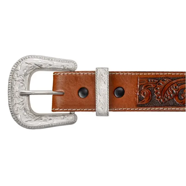 Two piece buckle with a Leather belt